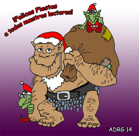 Felicitación blog Crónicas Navidad fiestas humor dibujos creaciones troll goblins ogro